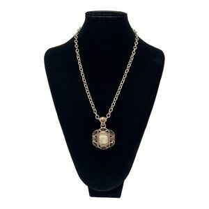 Barse Necklace Thailand Bronze Tone Glass & Stone Pendant